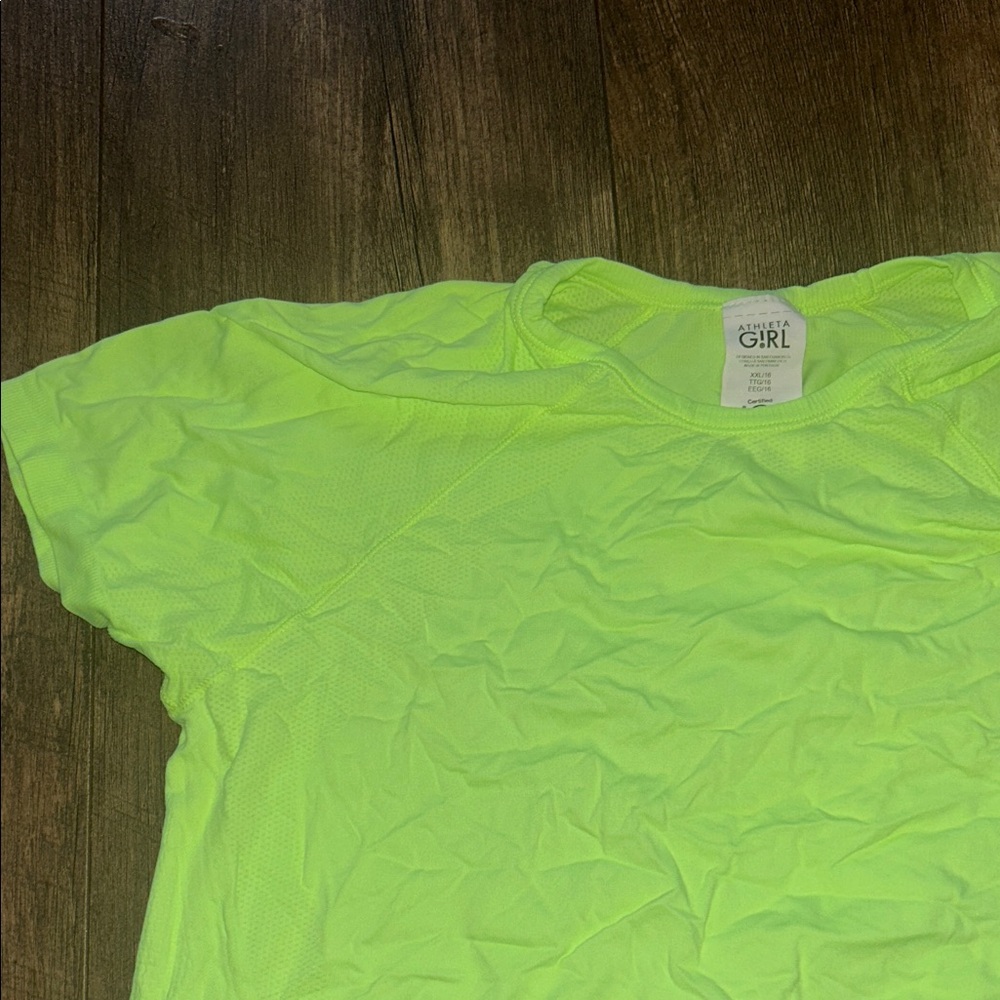 Athleta Girl Cropped Neon Lime Short Sleeve Tee